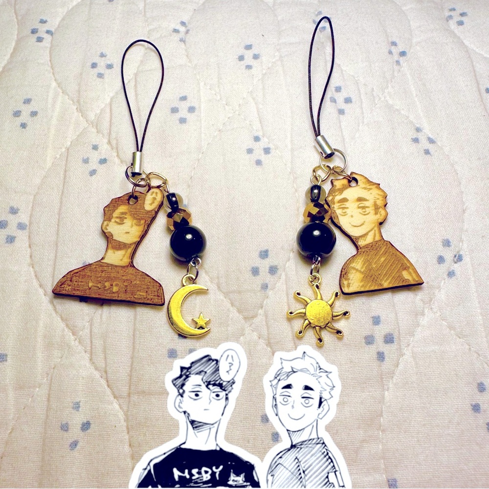 Haikyuu Inspired Kiyoomi Atsumu Engraved Wood Keychain Phone Purse Bag Charm